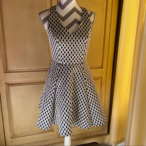 NWT Anthropologie Eight Sixty Blue Gold Dress SZ M - Picture 9 of 9